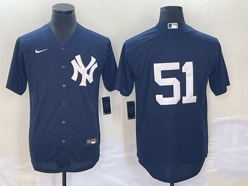 Men’s New York Yankees Bernie Williams #51 Navy Name Jersey