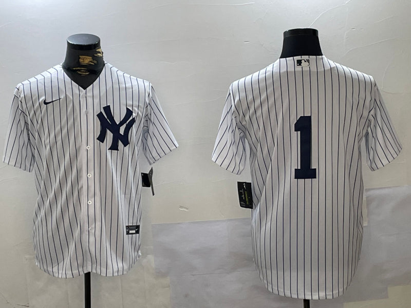 Men’s New York Yankees Billy Martin #1 White Jersey