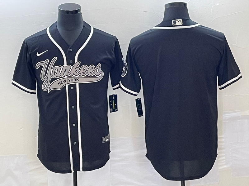 Men’s New York Yankees Black Blank Jersey Joint Edition