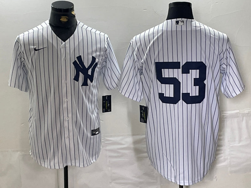 Men’s New York Yankees Bobby Abreu #53 White Name Jersey