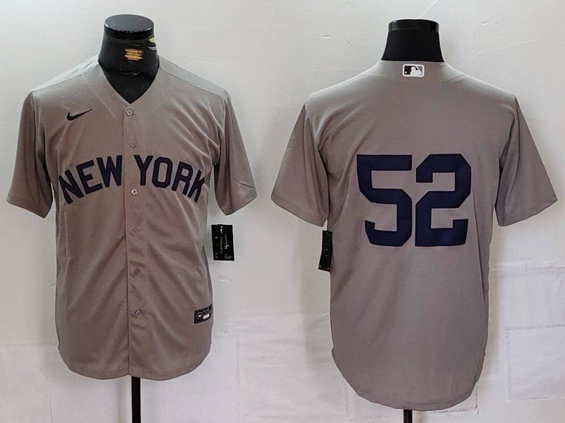 Men’s New York Yankees CC Sabathia #52 Gray Jersey