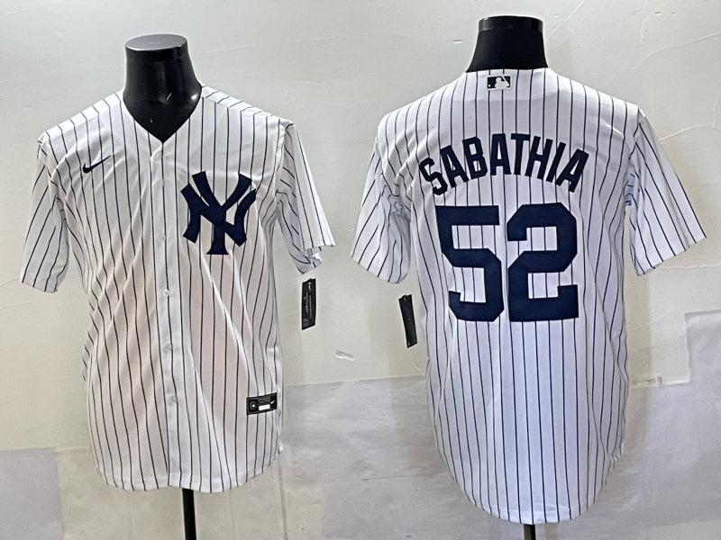 Men’s New York Yankees CC Sabathia #52 White Jersey