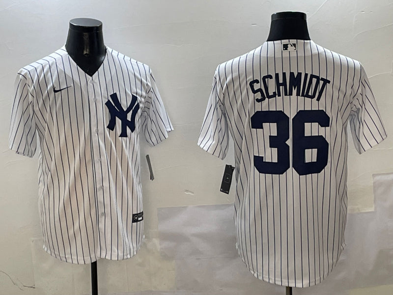Men’s New York Yankees Clarke Schmidt #36 White Home Jersey