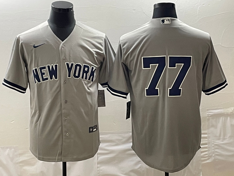 Men’s New York Yankees Clint Frazier #77 Gray Name Jersey