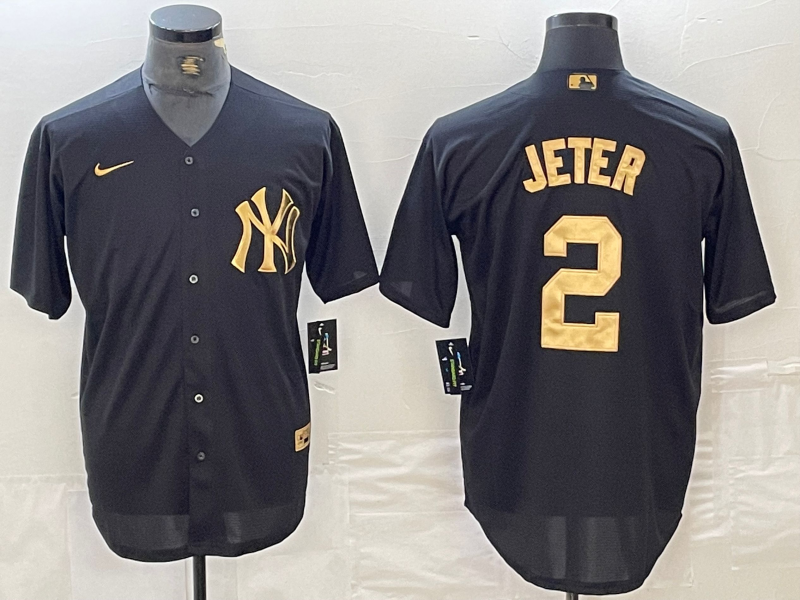 Men’s New York Yankees Derek Jeter #2 Black Limited Jersey