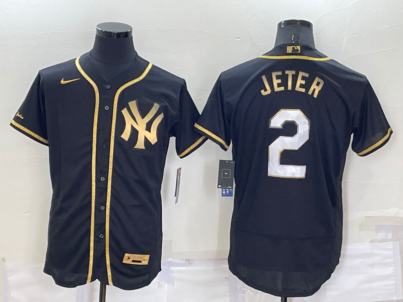 Men’s New York Yankees Derek Jeter #2 Black Stitched Jersey