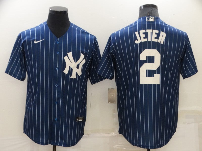 Men’s New York Yankees Derek Jeter #2 Blue Baseball Jersey