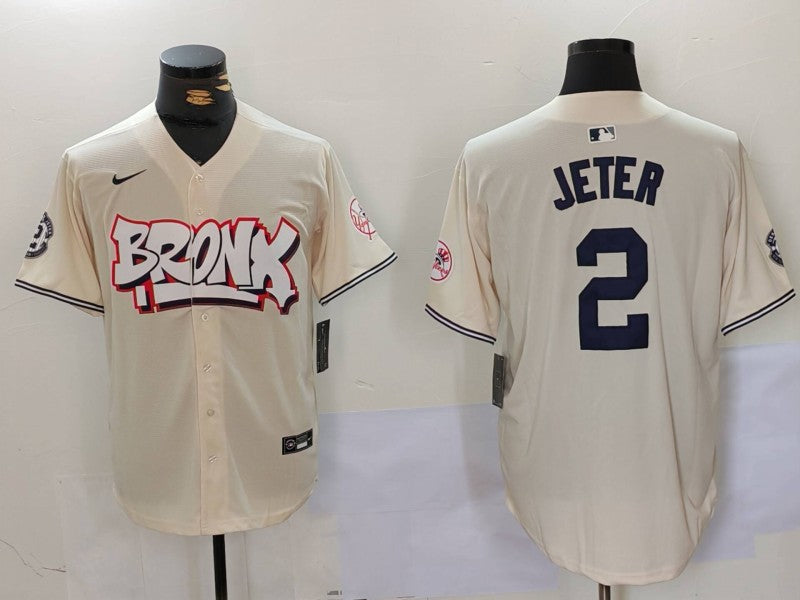 Men’s New York Yankees Derek Jeter #2 Cream Limited Jersey