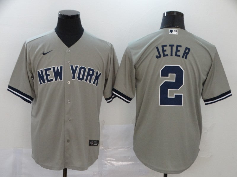 Men’s New York Yankees Derek Jeter #2 Gray Baseball Jersey