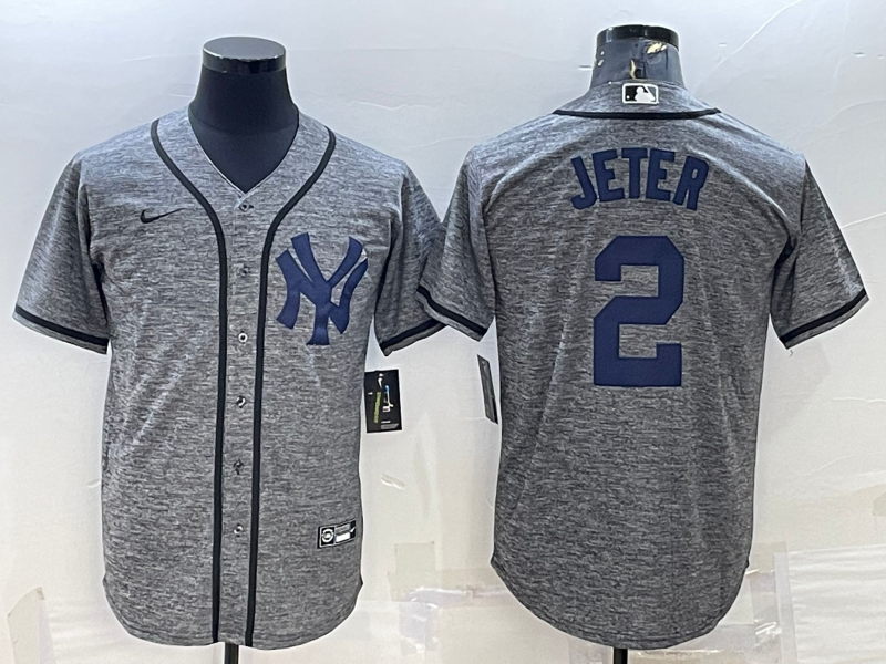 Men’s New York Yankees Derek Jeter #2 Gray Jersey