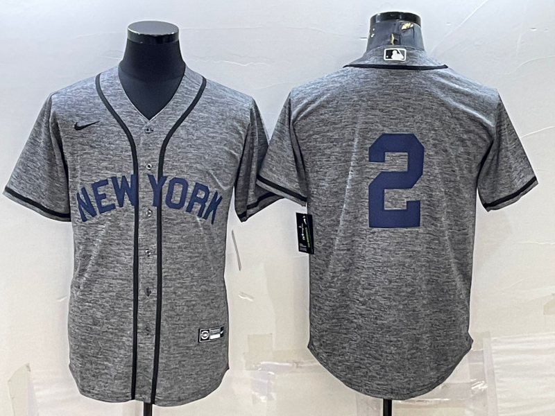 Men’s New York Yankees Derek Jeter #2 Gray Name Jersey