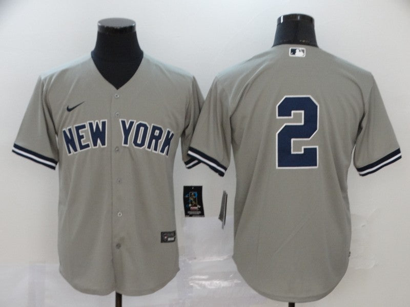 Men’s New York Yankees Derek Jeter #2 Gray Name Jersey