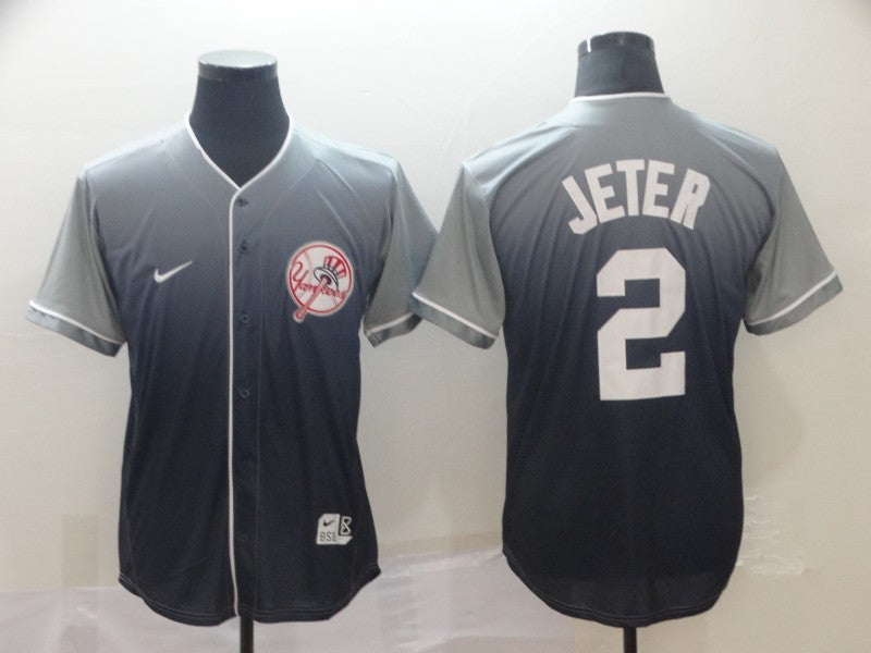 Men’s New York Yankees Derek Jeter #2 Gray Stitched Jersey