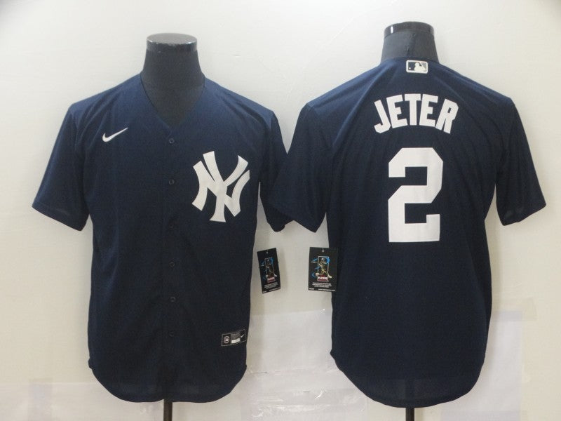 Men’s New York Yankees Derek Jeter #2 Navy Baseball Jersey