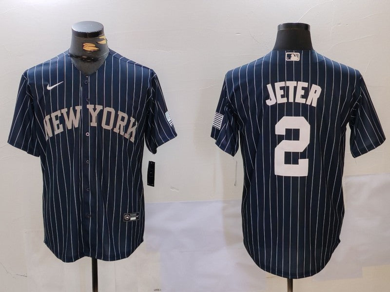 Men’s New York Yankees Derek Jeter #2 Navy Jersey
