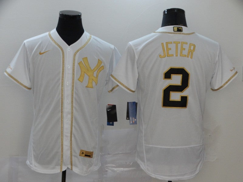 Men’s New York Yankees Derek Jeter #2 White Alternate Jersey
