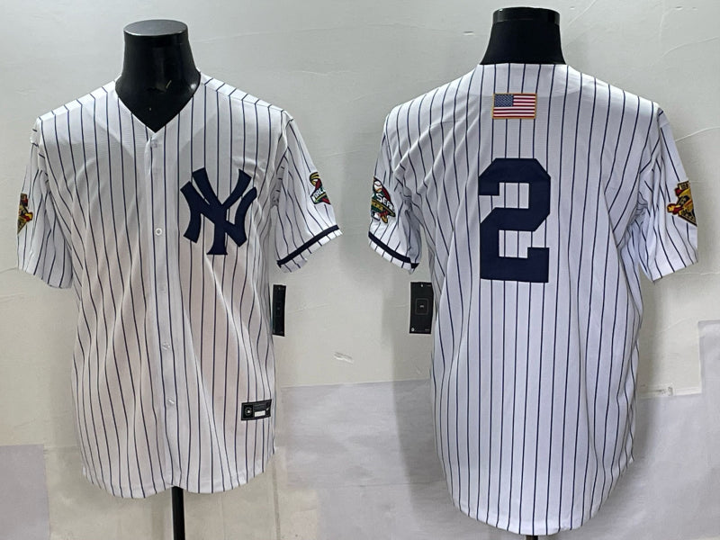 Men’s New York Yankees Derek Jeter #2 White Alternate Jersey