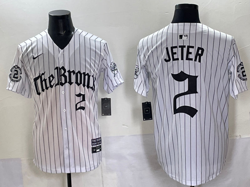 Men’s New York Yankees Derek Jeter #2 White Alternate Jersey