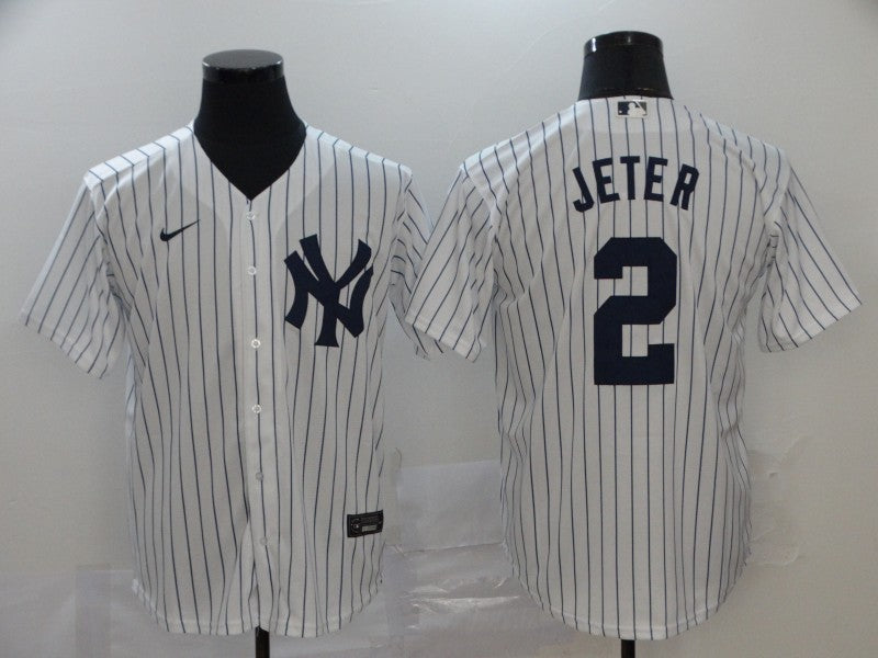 Men’s New York Yankees Derek Jeter #2 White Baseball Jersey