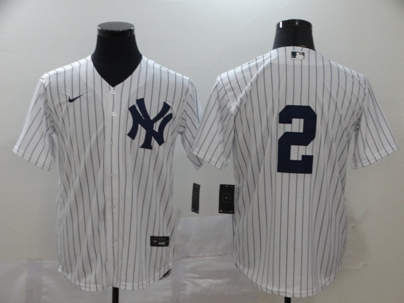 Men’s New York Yankees Derek Jeter #2 White Home Name Jersey