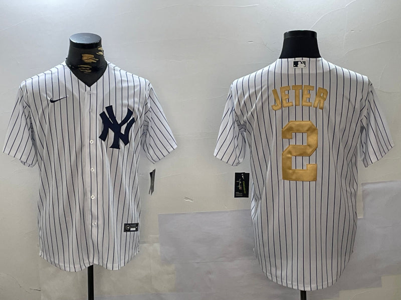 Men’s New York Yankees Derek Jeter #2 White Jersey
