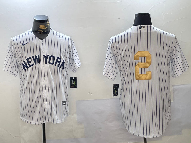 Men’s New York Yankees Derek Jeter #2 White Jersey