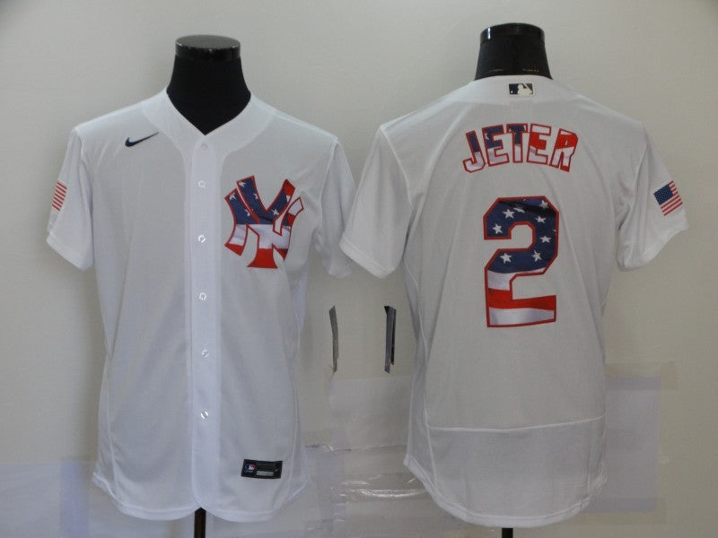 Men’s New York Yankees Derek Jeter #2 White Jersey