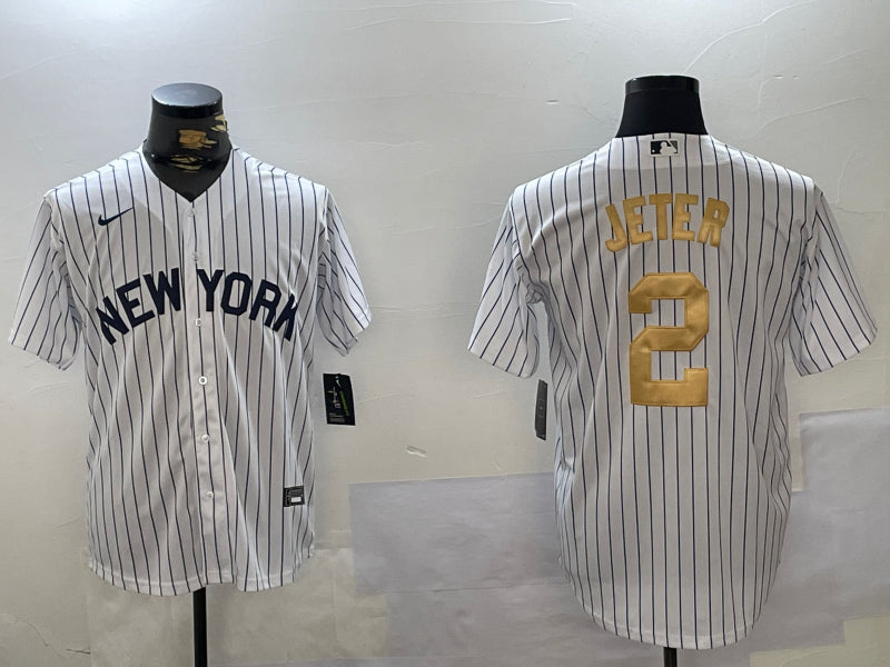 Men’s New York Yankees Derek Jeter #2 White Jersey