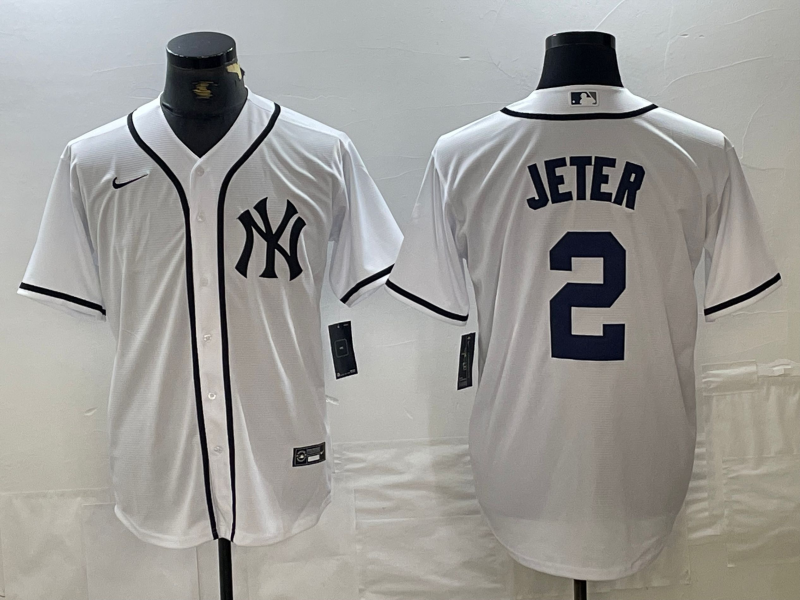 Men’s New York Yankees Derek Jeter #2 White Limited Jersey