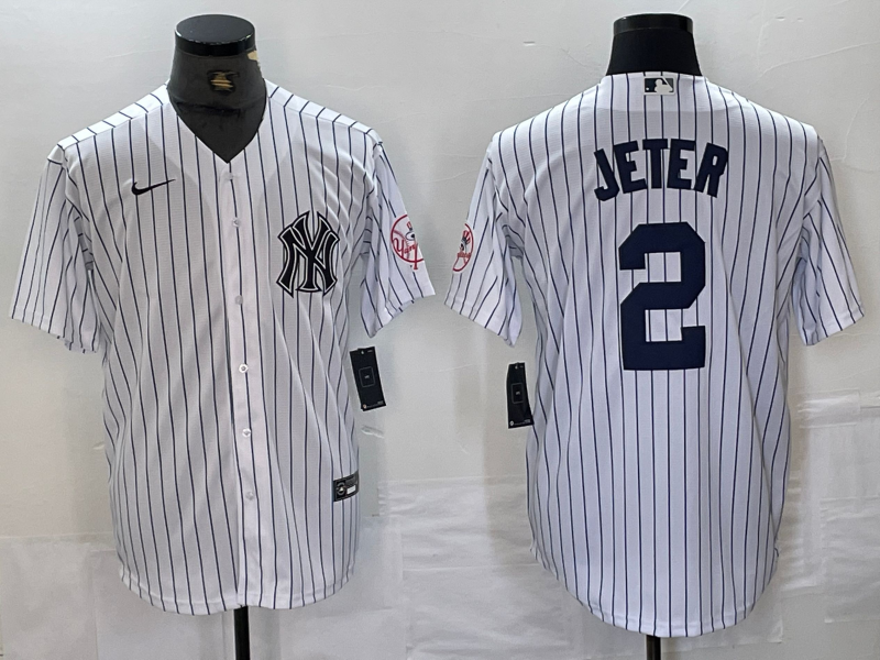 Men’s New York Yankees Derek Jeter #2 White Limited Jersey