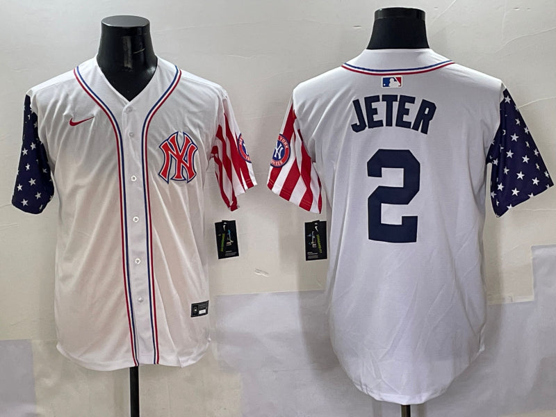 Men’s New York Yankees Derek Jeter #2 White Team Jersey