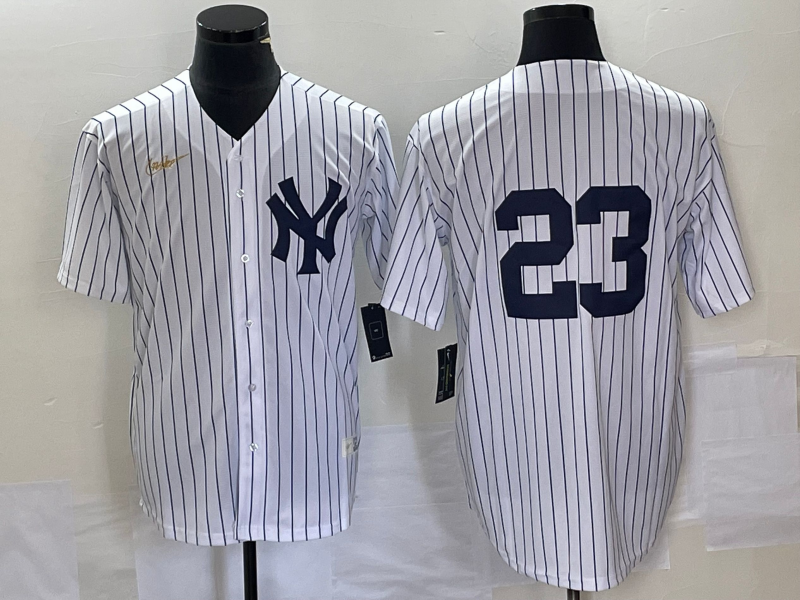 Men’s New York Yankees Don Mattingly #23 White Name Jersey