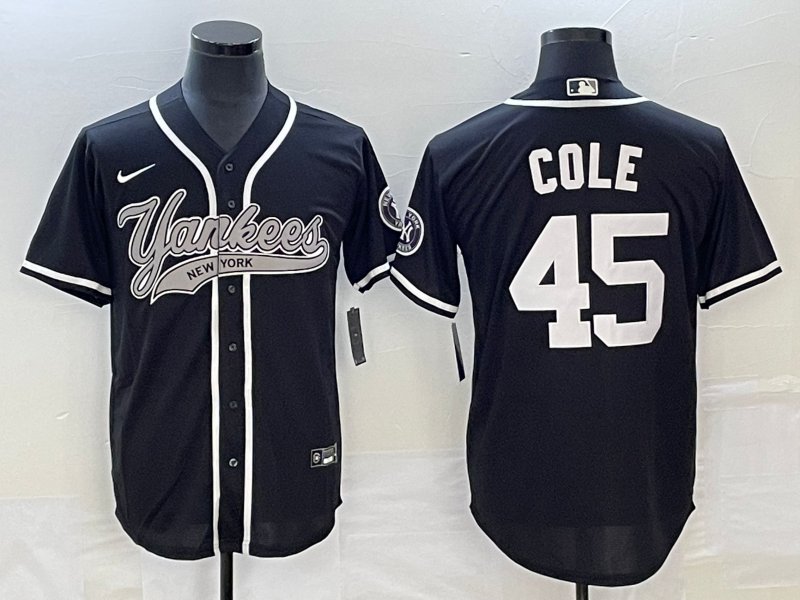 Men’s New York Yankees Gerrit Cole #45 Black Jersey Joint Edition