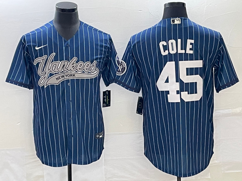 Men’s New York Yankees Gerrit Cole #45 Blue Jersey Joint Edition