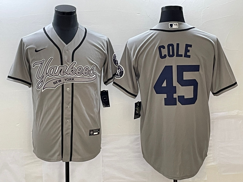 Men’s New York Yankees Gerrit Cole #45 Gray Jersey Joint Edition