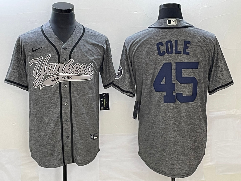 Men’s New York Yankees Gerrit Cole #45 Gray Jersey Joint Edition