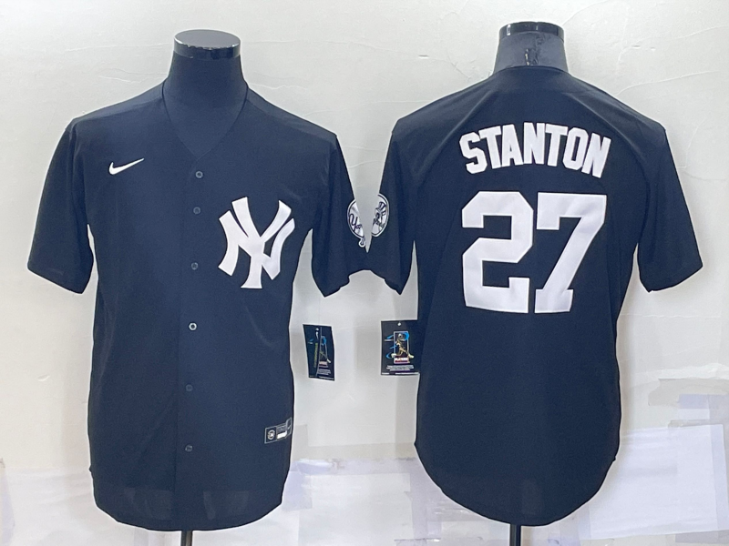 Men’s New York Yankees Giancarlo Stanton #27 Black Baseball Jersey