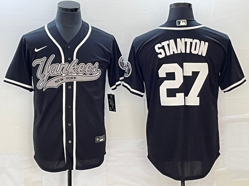 Men’s New York Yankees Giancarlo Stanton #27 Black Jersey Joint Edition