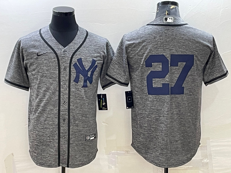 Men’s New York Yankees Giancarlo Stanton #27 Gray Name Jersey