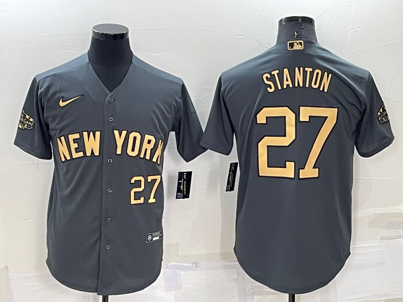 Men’s New York Yankees Giancarlo Stanton #27 Gray Stitched Jersey