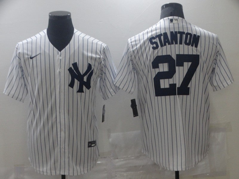 Men’s New York Yankees Giancarlo Stanton #27 White Baseball Jersey