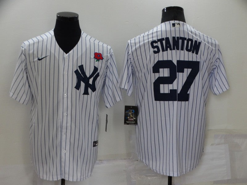 Men’s New York Yankees Giancarlo Stanton #27 White Jersey