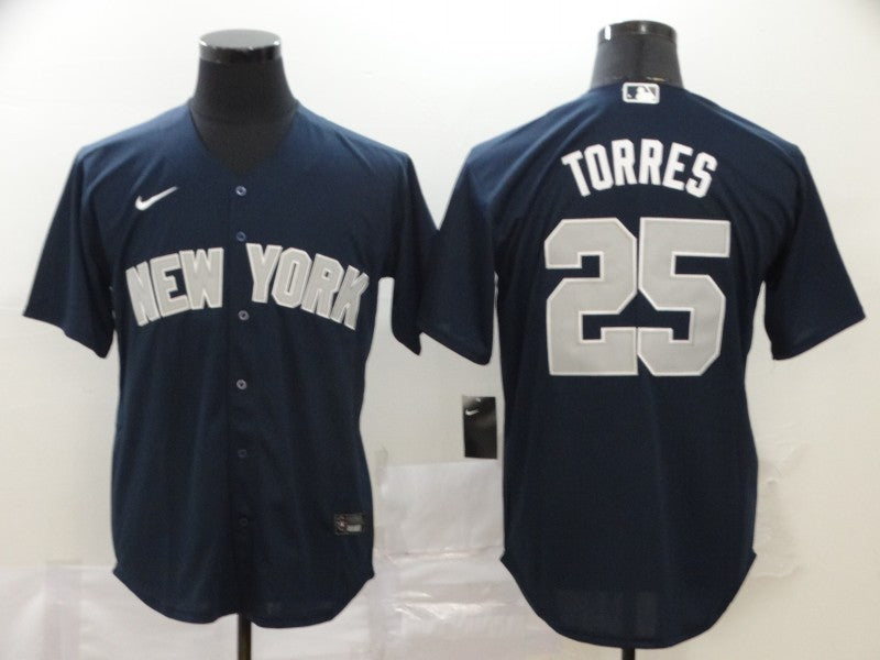 Men’s New York Yankees Gleyber Torres #25 Navy Baseball Jersey