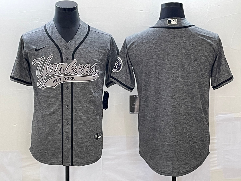 Men’s New York Yankees Gray Blank Jersey Joint Edition