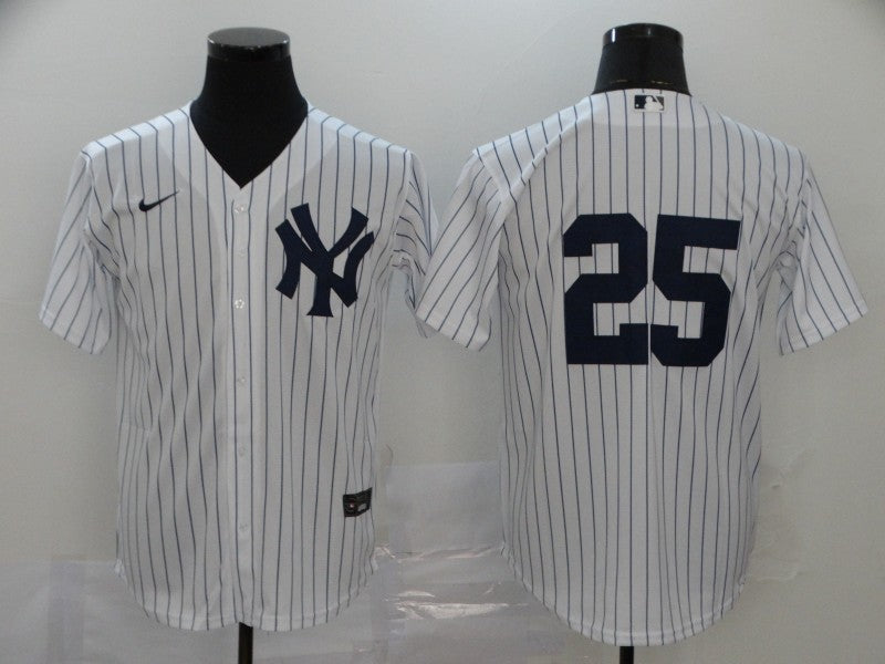 Men’s New York Yankees Jason Giambi #25 White Name Jersey