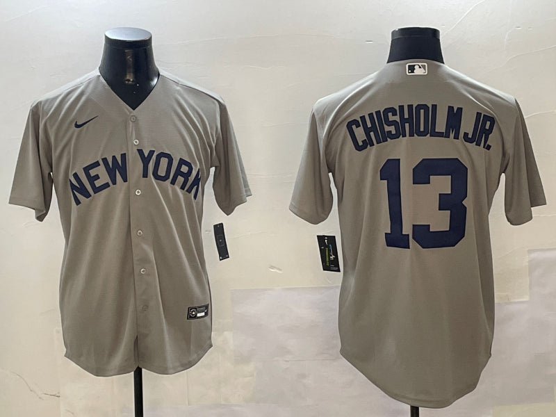 Men’s New York Yankees Jazz Chisholm Jr. #13 Gray Away Limited Jersey