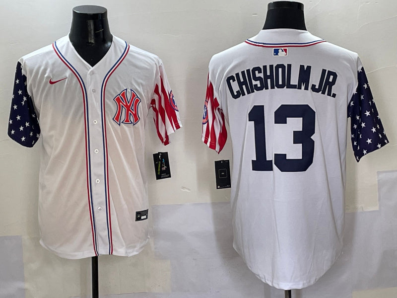 Men’s New York Yankees Jazz Chisholm Jr. #13 White Team Jersey