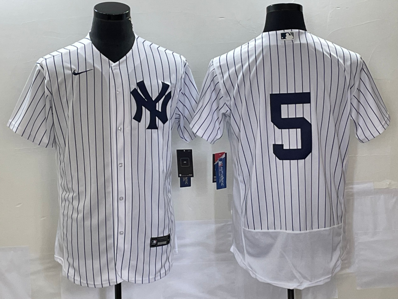 Men’s New York Yankees Joe DiMaggio #5 White Name Jersey