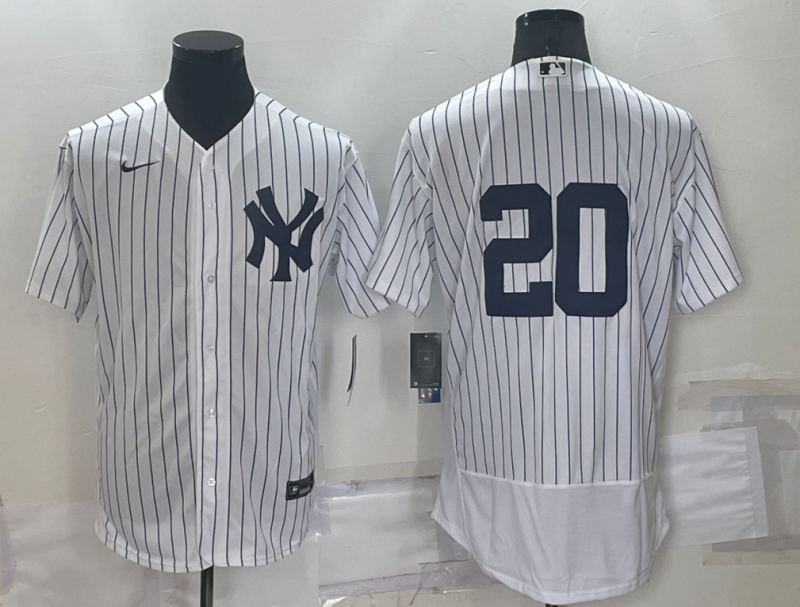 Men’s New York Yankees Jorge Posada #20 White Name Jersey