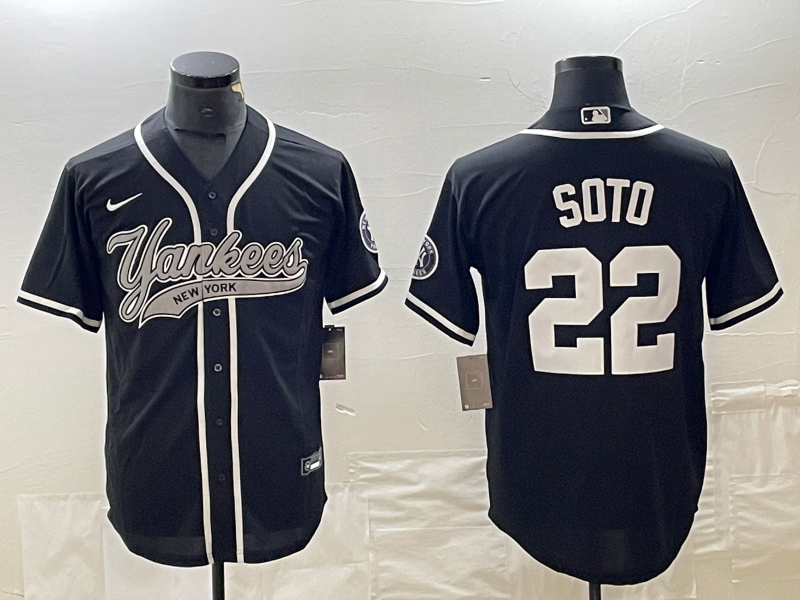 Men’s New York Yankees Juan Soto #22 Black Jersey Joint Edition